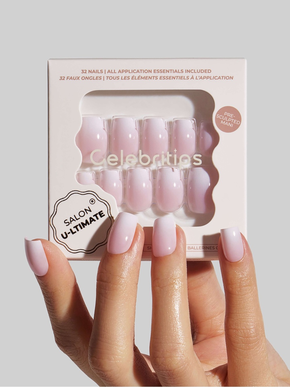 NIB Celebritips Ballet Ombre Short Coffin Press On Nails 32pc